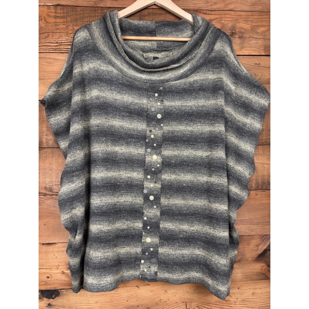 Gershon Bram Sweater Womens XL Cowl Neck Striped Dolman Short Sleeve Pullover